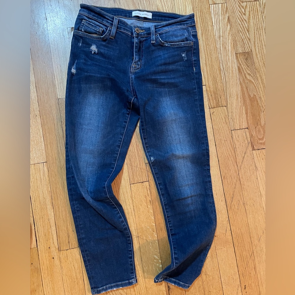 Flying Monkey Light Distress Ankle-Length Skinny Jeans - Size 26